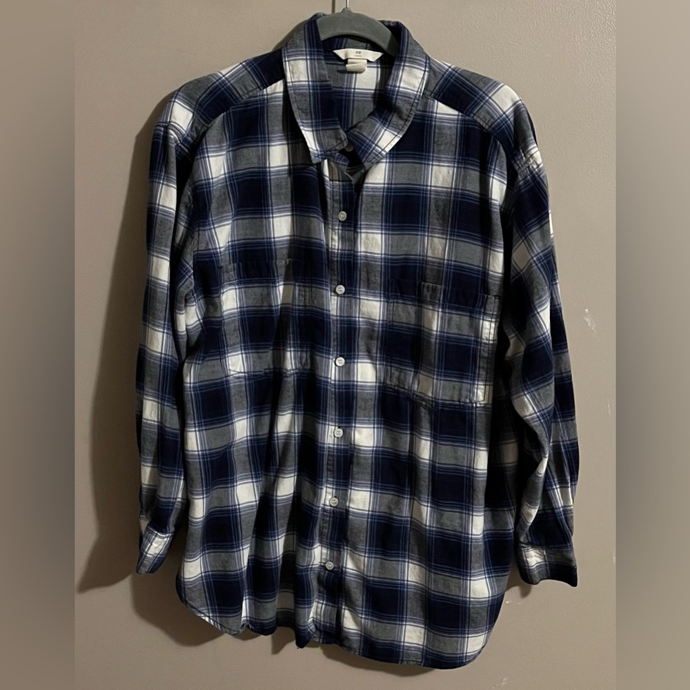 $8💙Bundled H&M Blue & White Plaid Flannel Shirt